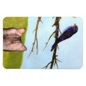 鳥と話すタビー猫 マグネット (横)