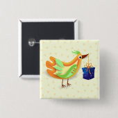 鳥と贈り物，ボタン 缶バッジ (正面&裏面)