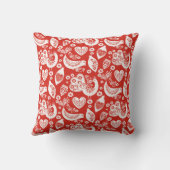 鳥と赤スカンジナビアのクリスマスパターン クッション (裏面)