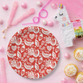 鳥と赤スカンジナビアのクリスマスパターン ペーパープレート (パーティー)