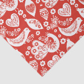 鳥と赤スカンジナビアのクリスマスパターン 薄葉紙 (詳細)