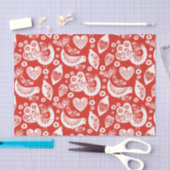 鳥と赤スカンジナビアのクリスマスパターン 薄葉紙 (クラフト)