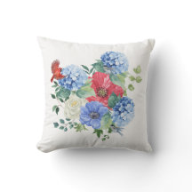 鳥と赤白青の花束