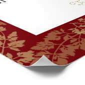 鳥と金ゴールドの葉のシーティングサイン ポスター (角)