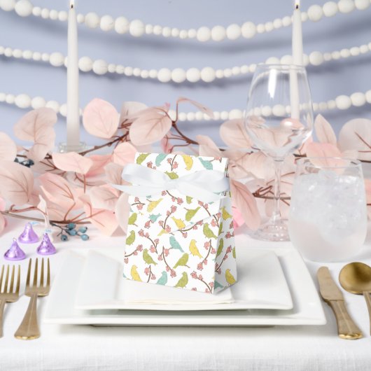 鳥と開花水色のスケッチ フェイバーボックス (ウェディング)