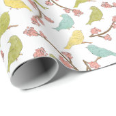 鳥と開花水色のスケッチ ラッピングペーパー (ロールコーナー)