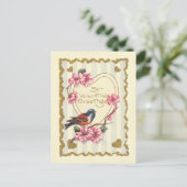 鳥と開花聖バレンタインデー シーズンポストカード (スタンド正面)