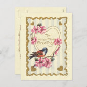 鳥と開花聖バレンタインデー シーズンポストカード (正面/裏面)