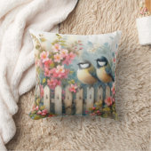 鳥と開花 クッション (ブランケット)