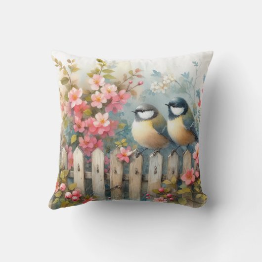 鳥と開花 クッション (裏面)