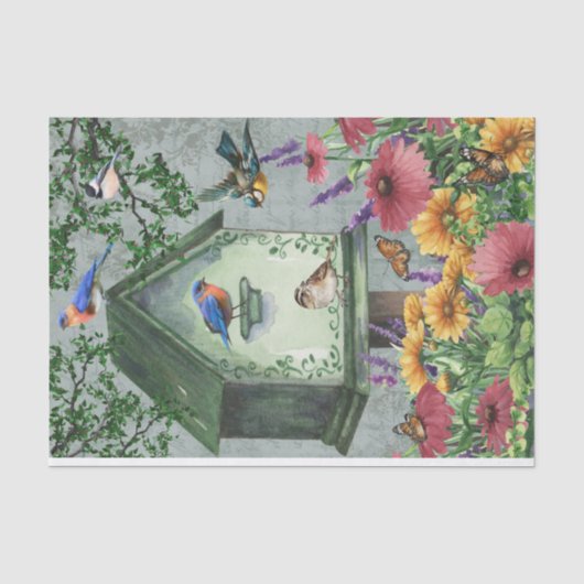 鳥と開花 薄葉紙 (正面)