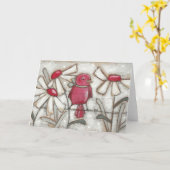 鳥と開花Apple Red – グリーティングカード (黄色い花)