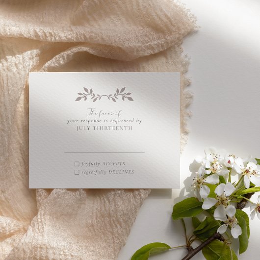 鳥と離れベージュ色、ロマンチックな応答カード 出欠カード