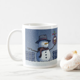 鳥と雪だるま コーヒーマグカップ