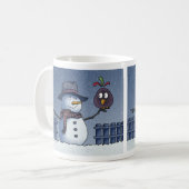 鳥と雪だるま コーヒーマグカップ (正面左)