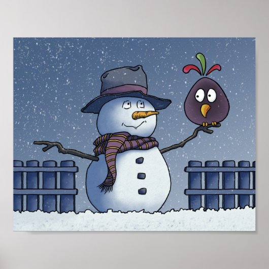 鳥と雪だるま ポスター (正面)