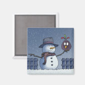 鳥と雪だるま マグネット (正面/裏面)