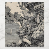 鳥と雲の超現実建築 ワインラベル (シングルラベル)