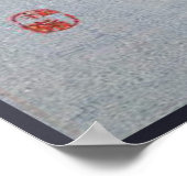 鳥と青い日本のあじさい木の切り身 ポスター (角)