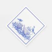 鳥と青と白のフローラティーポット スタンダードランチョンナプキン (角)