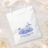 鳥と青と白のフローラティーポット フェイバーバッグ (クリップ留めされた状態)