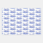 鳥と青と白のフローラティーポット ラッピングペーパーシート (正面2)