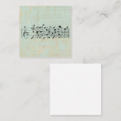 鳥と音楽のスタッフ紙ヴィンテージ古ミントグリーン エンクロージャーカード (正面/裏面)