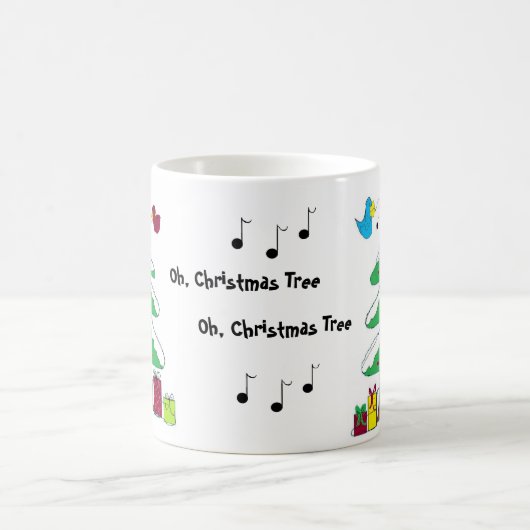 鳥と音楽のノートクリスマスマグ コーヒーマグカップ (中央)