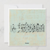 鳥と音楽スタッフ紙ヴィンテージ熟成ミントグリーン シーズンカード (裏面)