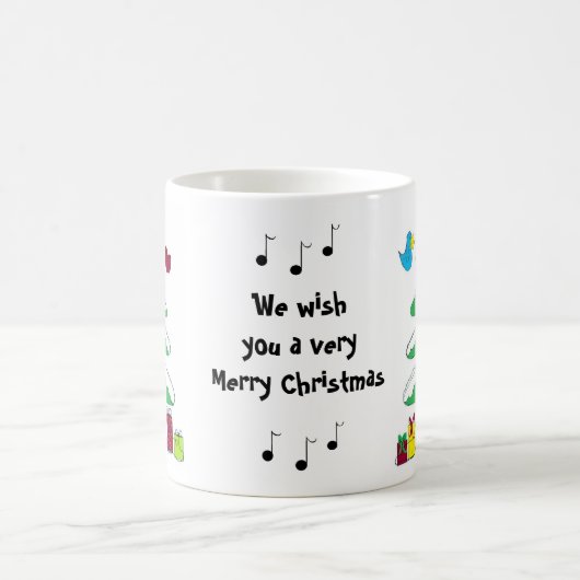 鳥と音符のクリスマスシーン コーヒーマグカップ (中央)