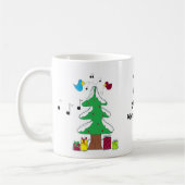 鳥と音符のクリスマスシーン コーヒーマグカップ (左)