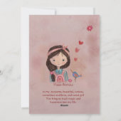 鳥と魔法の少女 – 娘の誕生日カード シーズンカード (裏面)