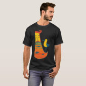鳥と魚のユーモラスな漁師イラスト Tシャツ (正面フル)