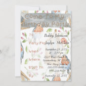 鳥と鳥の家の誕生日パーティーの招待 招待状 (正面)