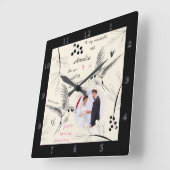 鳥と鳥の時計の葉1周年記念図 スクエア壁時計 (傾斜)