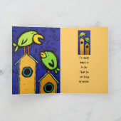 鳥と鳥小屋を持つメンターカード サンキューカード (内部)