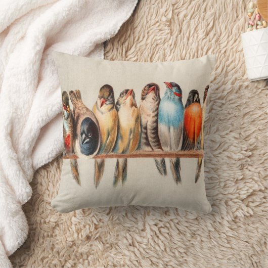 鳥と鳩のライン クッション (ブランケット)