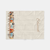 鳥と鳩のライン フリースブランケット (正面(横))