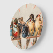 鳥と鳩のライン ラージ壁時計 (傾斜)