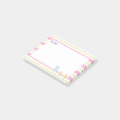 鳥と黄色とピンクストライプの ポストイット (アングル)