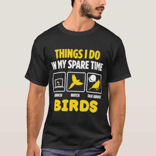 鳥について見て話す野鳥観察 Tシャツ (正面)