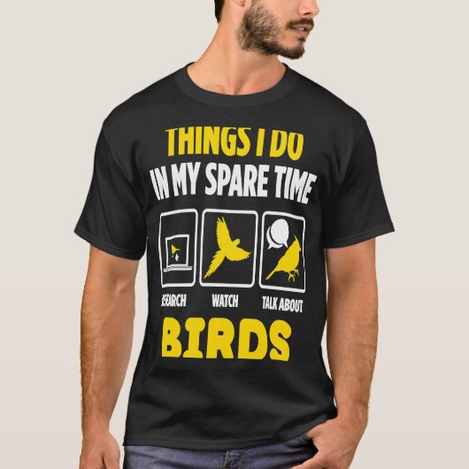 鳥について見て話す野鳥観察 Tシャツ (正面)