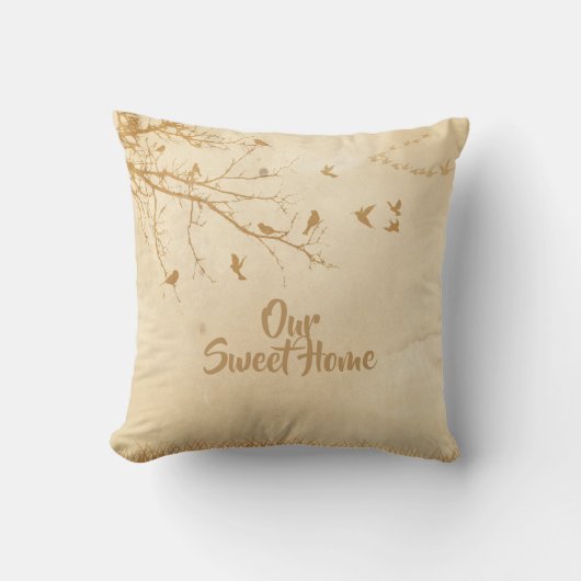 鳥によっては木が家へ帰ります クッション (正面)