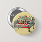 鳥によって動力を与えられるハープシコード 缶バッジ (正面&裏面)