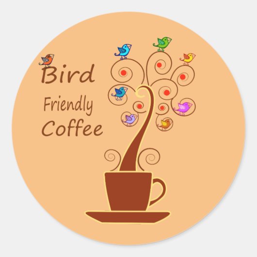 鳥に優しいコーヒー ラウンドシール (正面)