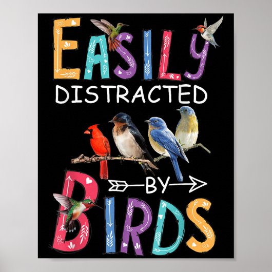 鳥に気を取られやすい 面白い 鳥好きグッズ  ポスター (正面)