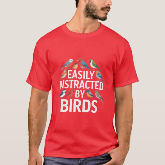 鳥に気を取られやすい 鳥好き バードウォッチング 友達 Tシャツ (正面)