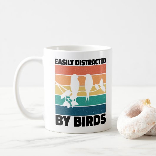 鳥に気を取られやすい 鳥好き 誕生日 コーヒーマグカップ (ドーナツ)
