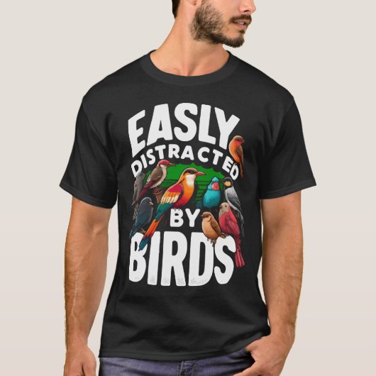 鳥に気を取られるバードウォッチングが楽しい Tシャツ (正面)
