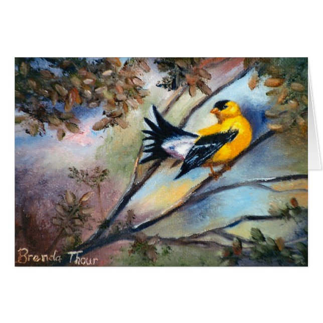 鳥に空白のなカードを自慢して見せます (正面横)